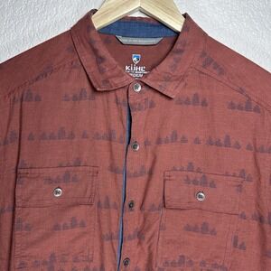 KUHL Thrive Rust Tree 7462 Button Short Sleeve Shirt Hiking Lightweight Medium‎
